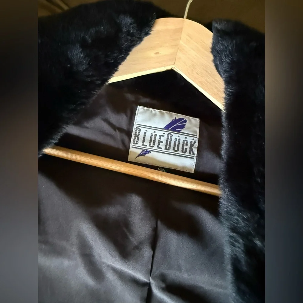 Blue Duck Rex rabbit Fur & lamb flocking Shearling Coat medium - Picture 4 of 5